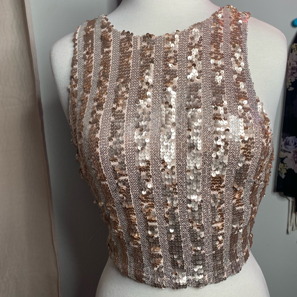 Rose gold sequin mini top